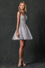 Embroidered Stone Bodice Babydoll Dress: Shimmering Elegance for Special Occasions by Seductive Sparkles