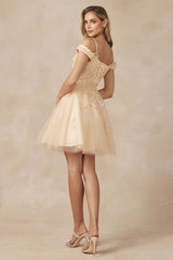 Allure's Embroidered Off-the-Shoulder Dress: A Symphony of Elegance for Romantic Occasions