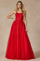 Ethereal Elegance: Enchanting Floral Appliqué Prom Gown by Everlasting