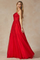 Enchanting Eve: Shimmering Floral Appliqué Prom Ball Gown for Unforgettable Evenings