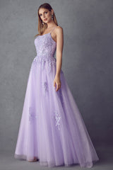 Ethereal Elegance: Enchanting Floral Appliqué Prom Gown by Everlasting