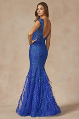 Ethereal Elegance: Feather-Embellished Prom Dress by Everlasting Elegance