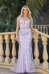 Ethereal Enchantment: Everlasting Elegance Prom Dress with Butterfly Appliqués