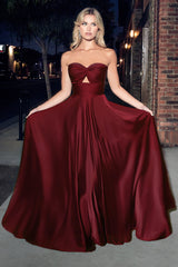 Enchanting Elegance: Cinderella Divine's Strapless A-Line Gown for Unforgettable Occasions
