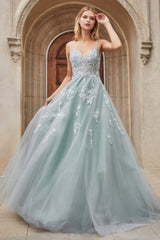 Royal Elegance: Enchanting V-Neck Ballgown for Unforgettable Occasions