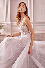 Enchanted Dreams: Ethereal V-Neck Gown for Unforgettable Occasions