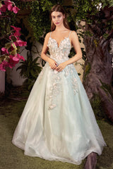 Enchanting Floral Appliqué Ball Gown by Enchanted Atelier: A Vision of Ethereal Beauty