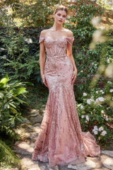 Everlasting Elegance: Shimmering Off-the-Shoulder Gown for Unforgettable Occasions