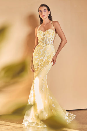 Enchanted Couture: Captivating 3D Floral Appliqué Mermaid Gown for Unforgettable Occasions