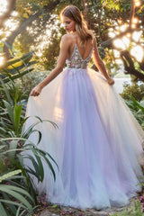 Enchanting Ever After Bridal Gown: Floral Appliqués and Gossamer Elegance