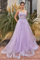 **Enchanting Elegance: 3D Floral Appliqué Gown for Unforgettable Occasions**