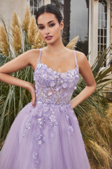 **Enchanting Elegance: 3D Floral Appliqué Gown for Unforgettable Occasions**