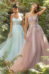 **Enchanting Elegance: 3D Floral Appliqué Gown for Unforgettable Occasions**