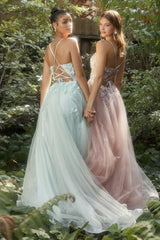 **Enchanting Elegance: 3D Floral Appliqué Gown for Unforgettable Occasions**