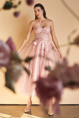 Enchanted Elegance: Captivating Floral Appliqué Gown for Special Occasions