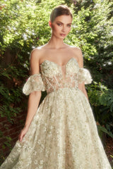 Enchanted Embrace: Ethereal Organza Tea-Length Dress for Magical Occasions