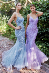**Enchanting Elegance: 3D Floral Appliqué Gown for Unforgettable Occasions**