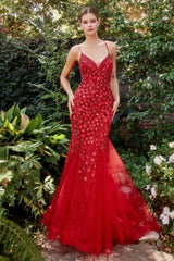 **Enchanting Elegance: 3D Floral Appliqué Gown for Unforgettable Occasions**