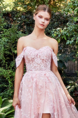 Enchanting Elegance: Off-the-Shoulder Embroidered Dress by Enchanted Evenings