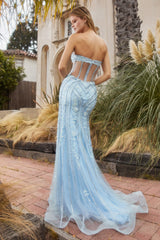 **Everlasting Elegance: Radiate with Enchanting Beadwork in a Strapless Mermaid Gown**