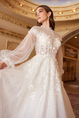 Cinderella Divine A1074W: Enchanting Lace and Beadwork Gown for Timeless Beauty