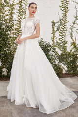 **Cinderella Divine's Enchanting Floral Appliqué Wedding Gown: A1082W**