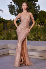 Captivating Elegance: Cinderella Divine BD4004 Sequin-Adorned Gown