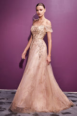 **Cinderella Divine's Enchanting Off-the-Shoulder Gown: A Timeless Masterpiece**