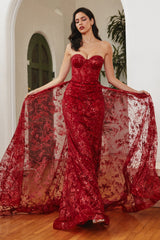Enchanting Cinderella Divine: Captivate with Floral Appliques and Shimmering Beads