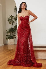 Enchanting Cinderella Divine CB046: Floral Appliqué and Bead Accents for an Unforgettable Evening