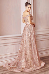 Cinderella Divine's Enchanting Embellished Off-Shoulder Gown: A Timeless Masterpiece