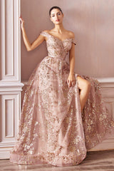 Cinderella Divine's Enchanting Embellished Off-Shoulder Gown: A Timeless Masterpiece