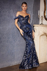 Cinderella Divine CB074: Enchanting Floral Sequined Gown for Unforgettable Occasions