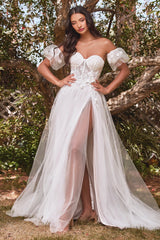 Cinderella Divine: Enchanting Bridal Gown with Detachable Sleeves