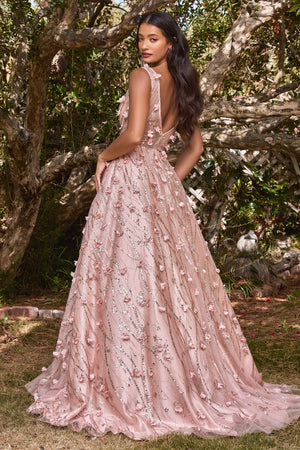 **Cinderella Divine CB085: Enchanting Floral Appliqué Ballgown for Unforgettable Occasions**