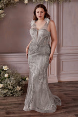 Cinderella Divine: Enchanting Trumpet Gown with Intricate Beadwork and Ethereal Tulle