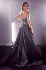 Cinderella Divine: Dazzle in a Multicolored Beaded A-Line Evening Gown