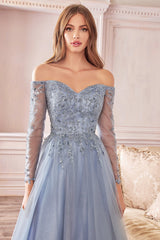 Enchanting Off-the-Shoulder Gown by Cinderella Divine: CD0172