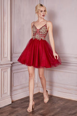 Unveil Your Feminine Grace with Cinderella Divine's Enchanted Lace Appliqué Dress
