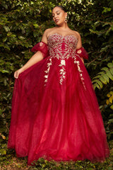 Cinderella Divine's Enchanting Gown: Sheer Corset, Sparkling Skirt, and Flowing Train