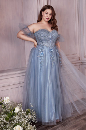 Cinderella Divine's Enchanting Gown: Sheer Corset, Sparkling Skirt, and Flowing Train