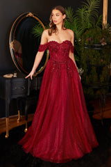 Cinderella Divine: Enchanting Embroidered Gown with A-Line Silhouette