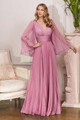 Cinderella Divine's Enchanting Pleated A-Line Gown: Elegance and Allure for Every Occasion