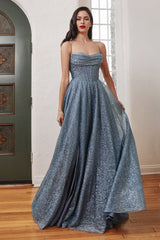 Cinderella Divine: Shimmering Corset Gown with Captivating Slit (CD252C)