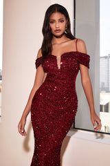 Captivating Sequins and Alluring Illusion: Cinderella Divine's Enchanting Gown for Special Occasions