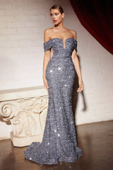 **Cinderella Divine: Shimmering Sequined Gown for Unforgettable Occasions**