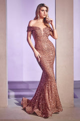 Captivating Sequins and Alluring Illusion: Cinderella Divine's Enchanting Gown for Special Occasions