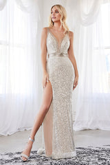 **Cinderella Divine CDS359: Shimmering Sequined Gown for Enchanting Occasions**