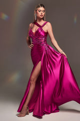 Cinderella Divine: Enchanting Satin Gown for Formal Occasions (CDS415)