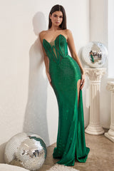 **Captivating Elegance: Cinderella Divine's Shimmering Strapless Gown for Unforgettable Occasions**